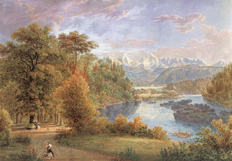 Gabriel Lory Pere Outlook of the Elfenau on the Aare and the Alps Norge oil painting art